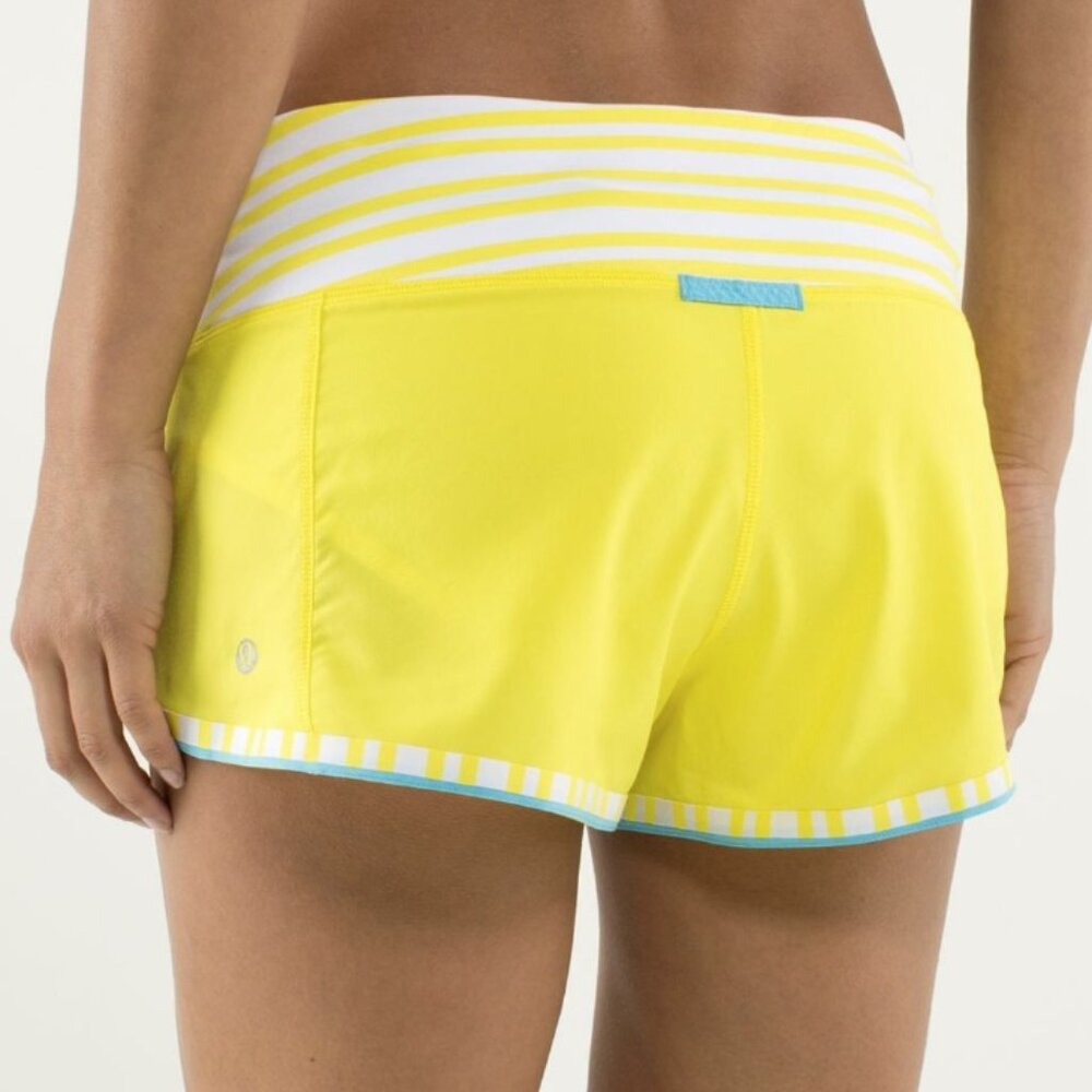 Lululemon Run: Racer Short, Sizzle/Twin Stripe/White, size 4 NWT